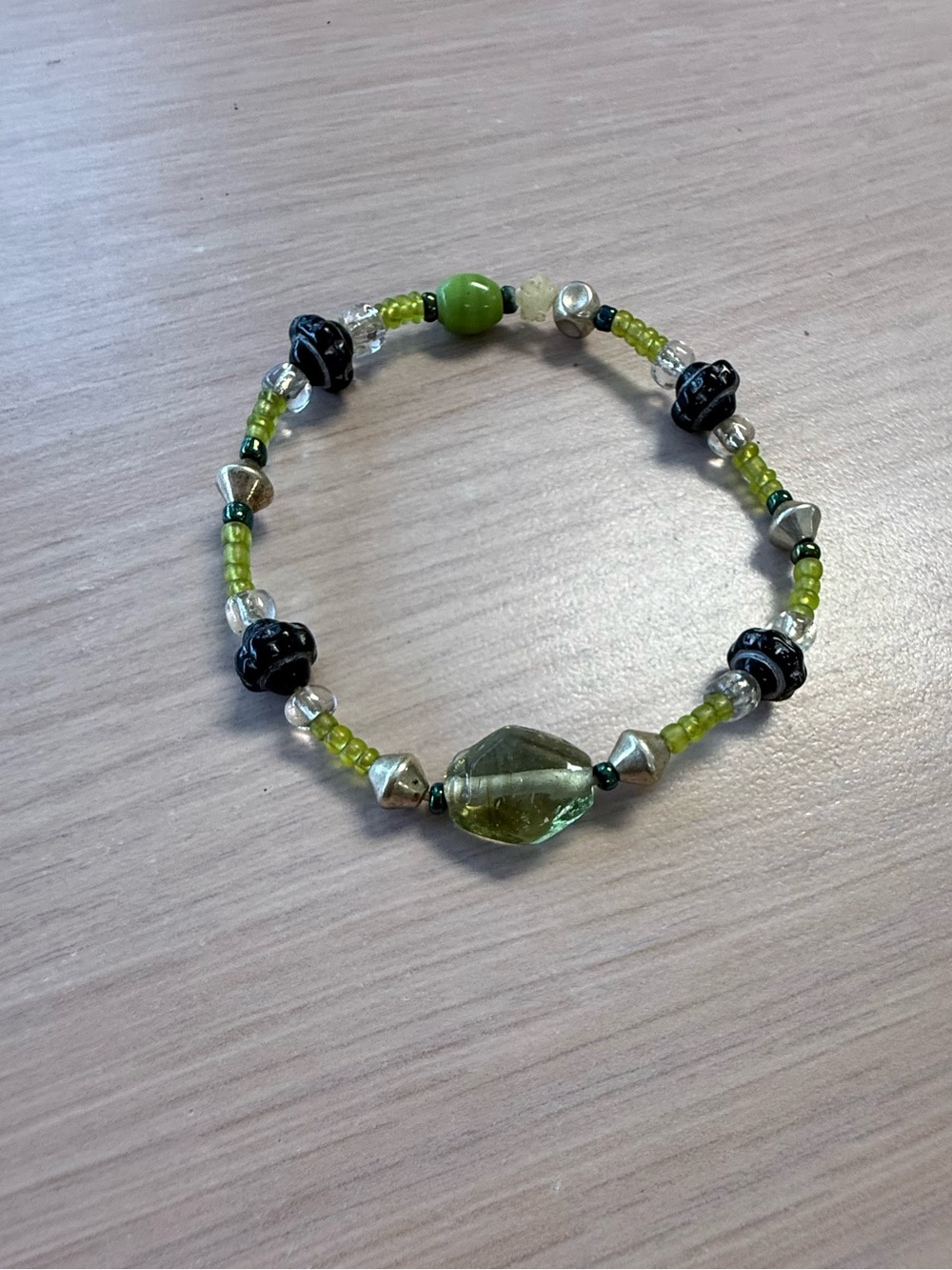 Handmade multi-bead focal bracelet.